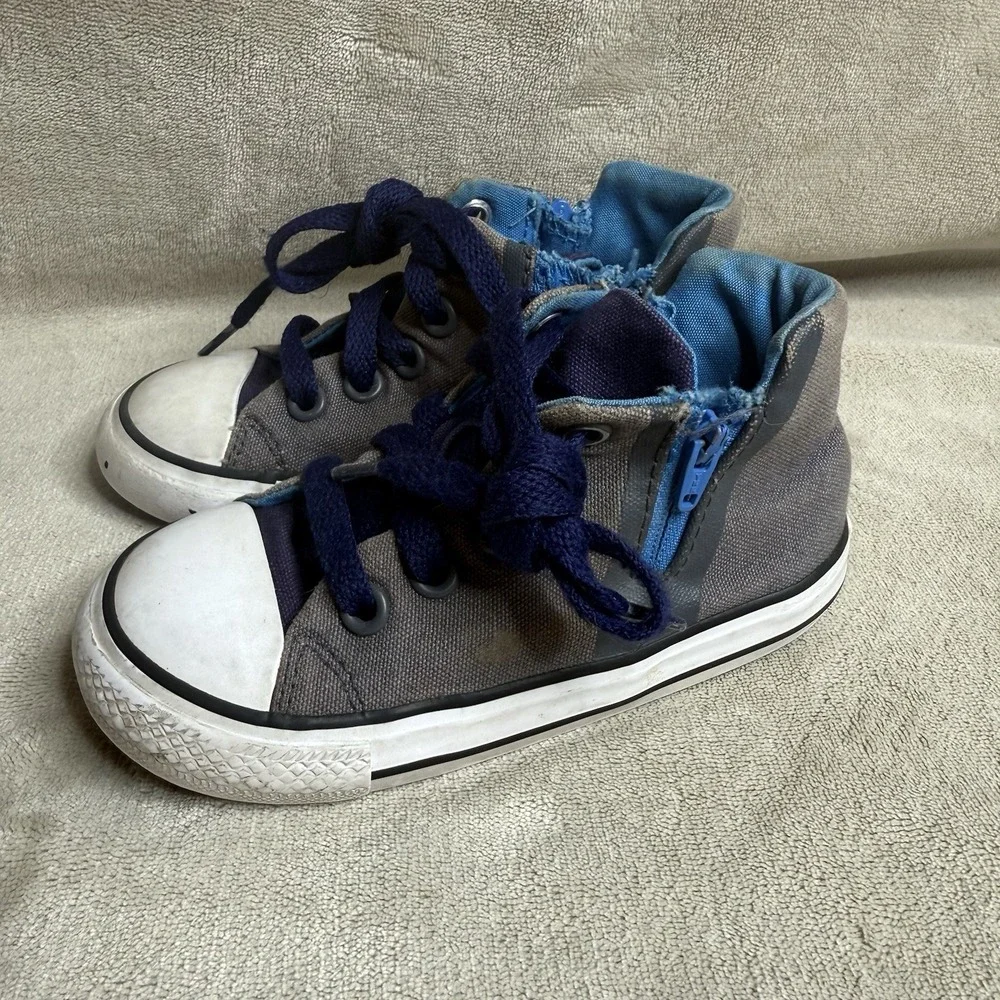 KIDS ALL STAR Converse High Top  ZIP UP Blue‎ SIZE 8